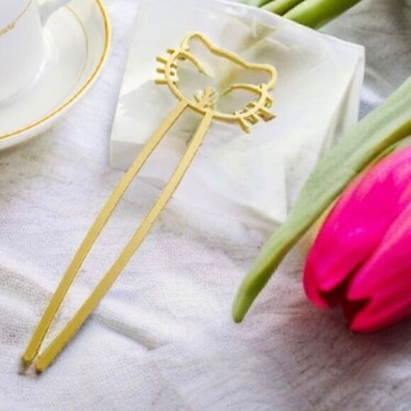 Cat Design Bronze Gold Metal Hair Accessory 1 Piece Pin - Picture 5 of 5